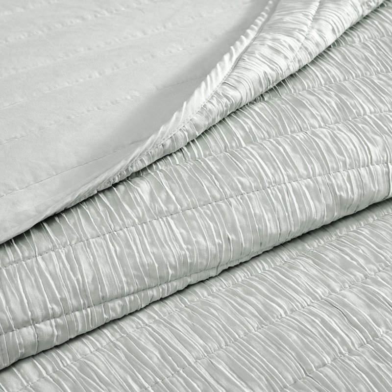Ensemble de courtepointe en microfibre délavée 3 pièces Swift Home, Courtepointe très grand et 2 très grandes taies, Gris