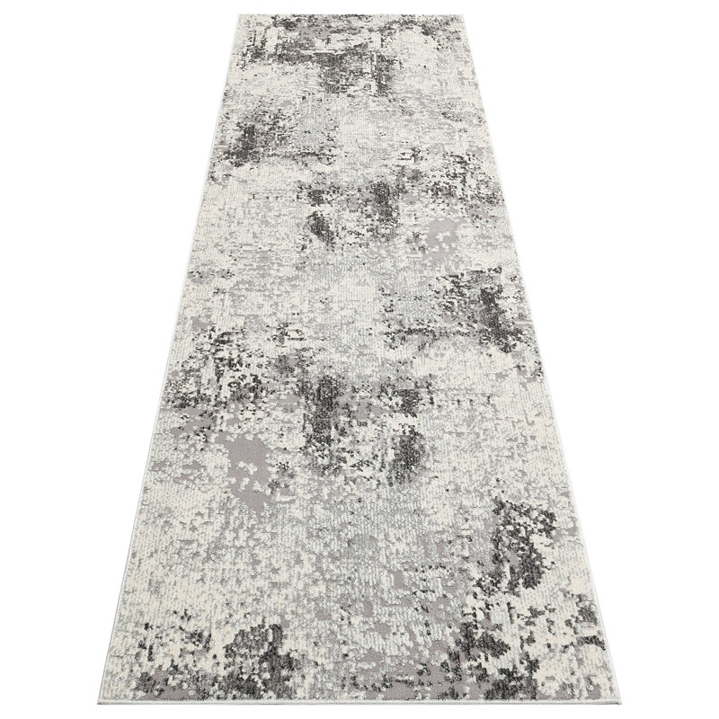 Edgeworth Machine Woven Grey/Ivory Rug, Runner 80cm x 240cm
