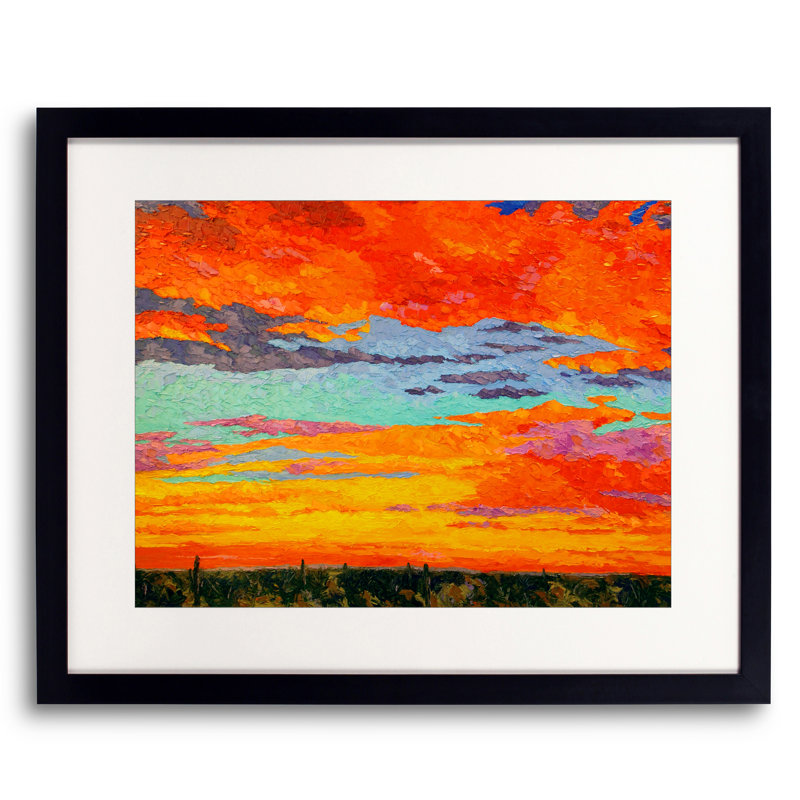 Sonoran Sunset par Jeff Ferst, H 25,2 po x l 31,2 po, Papier avec cadre noir