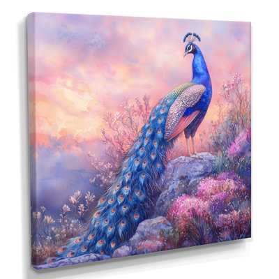 Hardaway Peacock In A Lavender Field I - bird Canvas Wall Art
