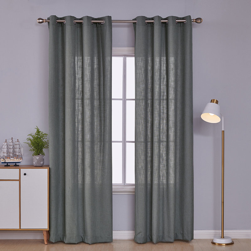 Panneau de rideau simple semi-diaphane avec œillets Bond, Anthracite