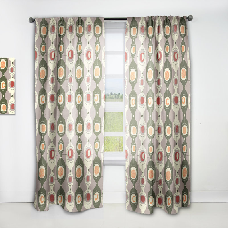 Panneau de rideau simple semi-diaphane avec passe-tringle Mid-Century Design, l 52 po x L 108 po