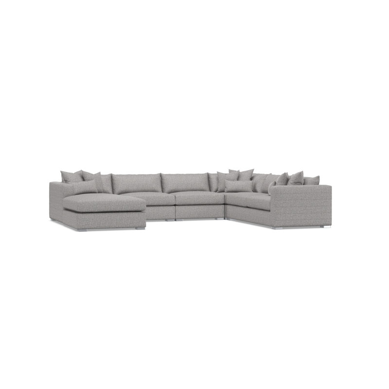 Bernhardt Helena 5-Piece Fabric Sectional, Gray Chenille