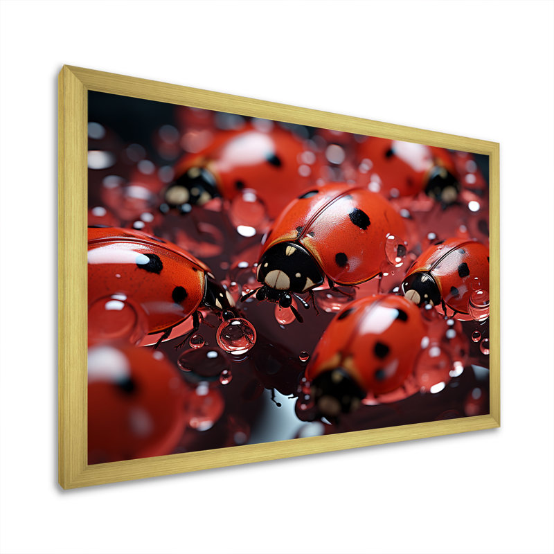 Dreamy Ladybug Reflections sur toile, H 24 po x l 32 po x P 1 po, Cadre doré simple
