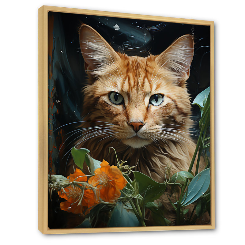 «Havana Brown Mystique Cat», reproduction sur toile, H 44 po x l 34 po, Cadre naturel flottant