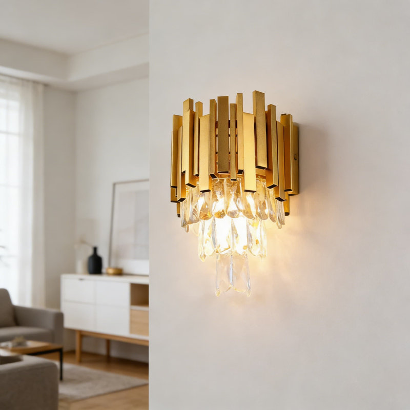 Applique murale moderne en cristal FRIXCHUR avec gouttes de cristal à 3 niveaux, lampe murale à DEL pour la chambre à coucher, la salle de bain, le salon, le couloir et l'escalier