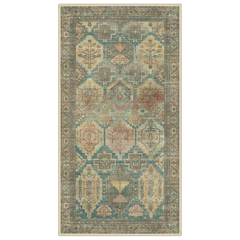 Machine Printed Area Rug, Runner 80 x 150 cm, Sage Green