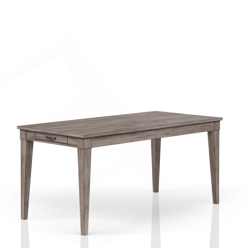 Table de salle à manger rustique gris avec deux tiroirs de rangement et rallonge