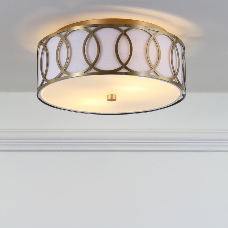 Plafonnier encastré en métal Hershberger, Laiton doré, H 5 po x l 12,25 po x P 12,25 po