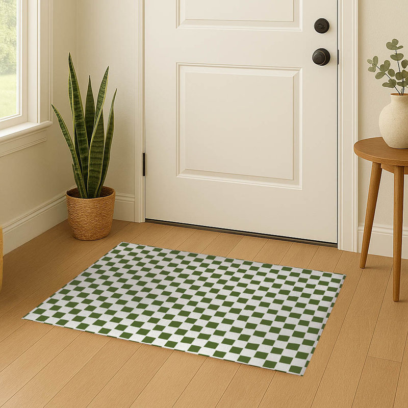Paillasson damier, Vert olive, 84" W x 60" L