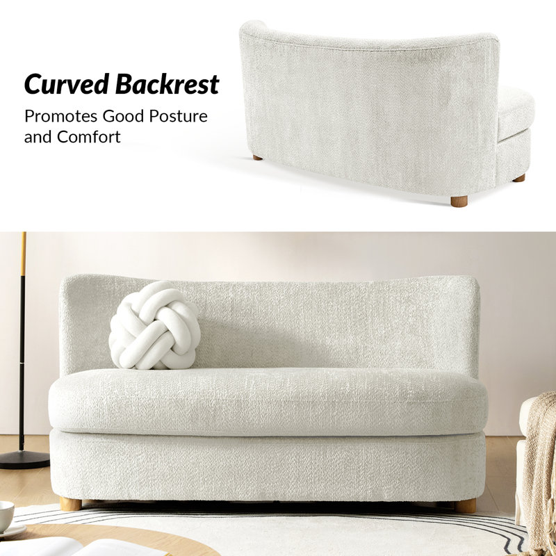 Greigh Modern Upholstered Boucle Curved Loveseat Sofa Set of 2, Ivory