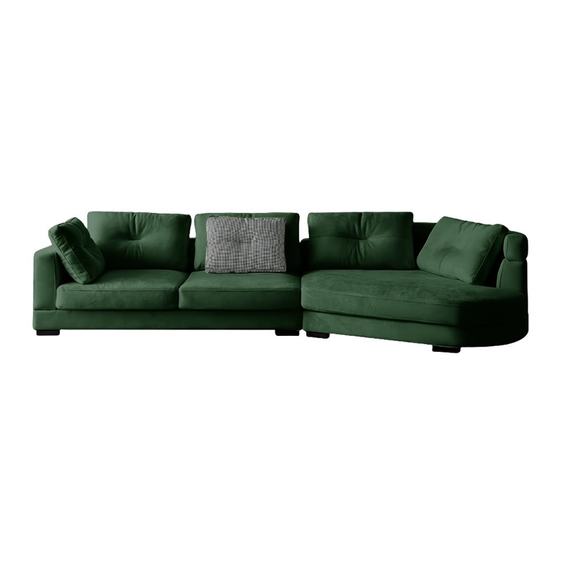 Italian style solid wood sofa, 27.56" H x 133.86" W x 55.12" D, Army Green, 5