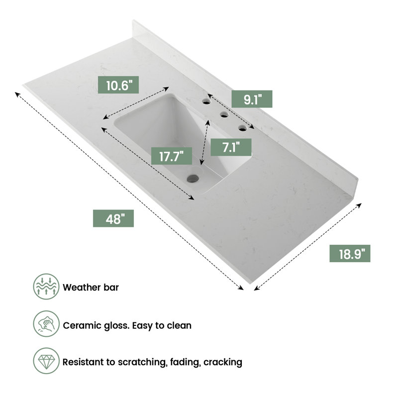 DodreHome 18.9'' White Marble Rectangular Bathroom Sink