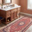 Tapis Cliff traditionnel à médaillon délavé de style persan, bleu marine, orange, or, vert, crème, ivoire, lavable à la machine, antidérapant, à poils courts, pour intérieur et extérieur, adapté aux animaux domestiques, idéal pour le salon, la chambre, la salle à manger, l'entrée, le couloir ou le bureau.-58437051