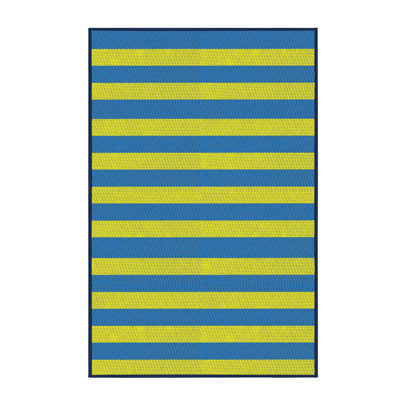Tapis jaune/bleu à motifs Artlone, Rectangle 4 pi x 6 pi
