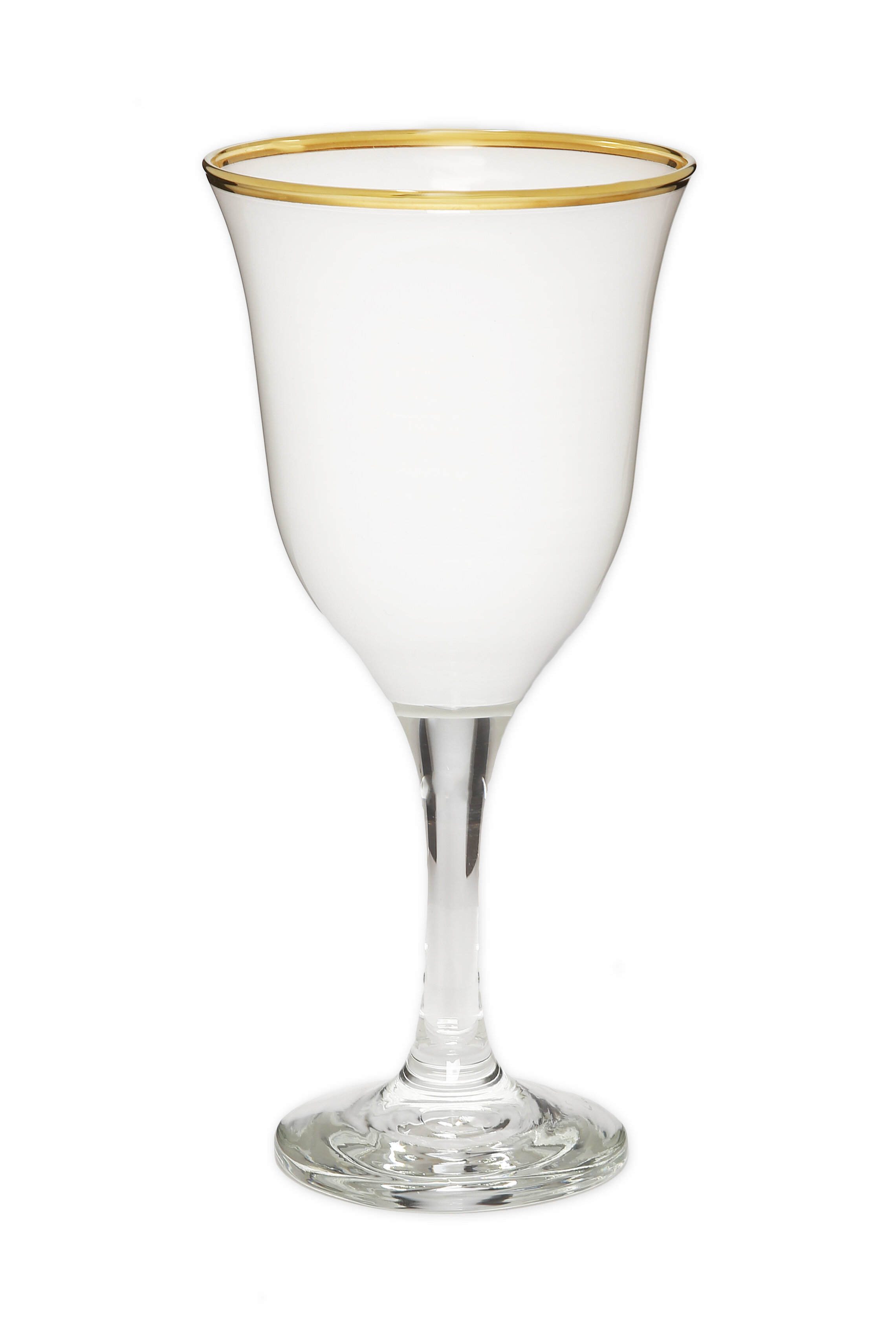 Classic Touch Set of 2 V-Shaped Wine Glasses with Clear Stem, 14 oz., White