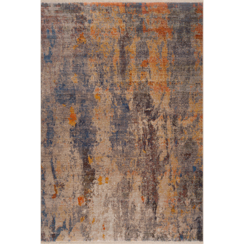 Tapis de couloir abstrait moderne délavé, Rectangle 9 pi x 12 pi