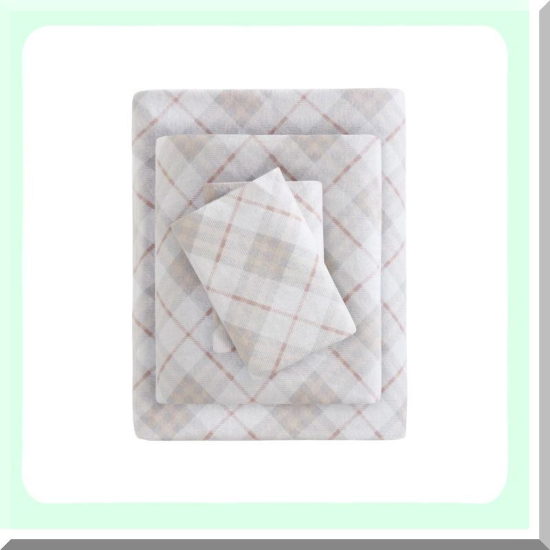 Cozy Critter Cotton Flannel Sheet Set - Plaid - Ultra Soft Warm Bedding with Novelty Animal and Star Print - Cold Weather 4 Piece