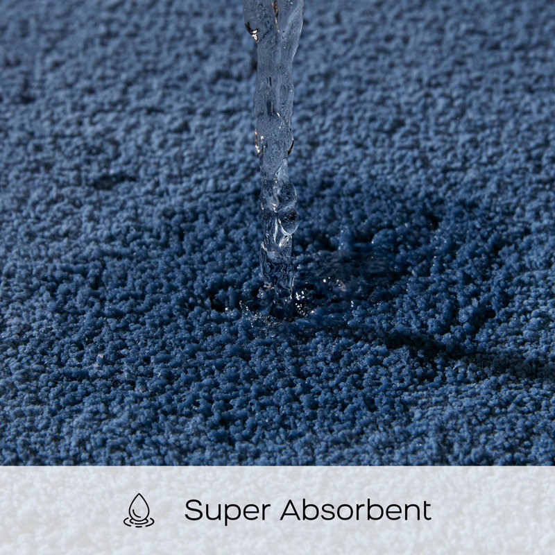 Blue Contour Microfiber Bath Rug with Quick-Dry Technology