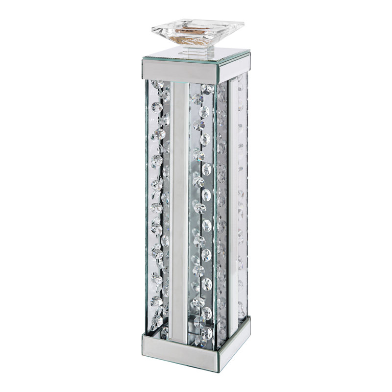Chandelles en bois et en verre, H 17,5 po x l 4,5 po x P 4,5 po