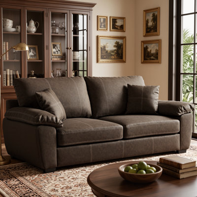 88.2" Faux Leather Square Arm Sofa