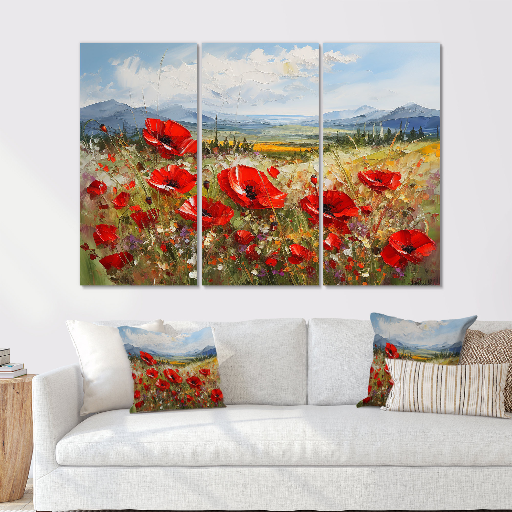 Red Barrel Studio® Red Poppies Field In Mountain I - Poppies Canvas ...