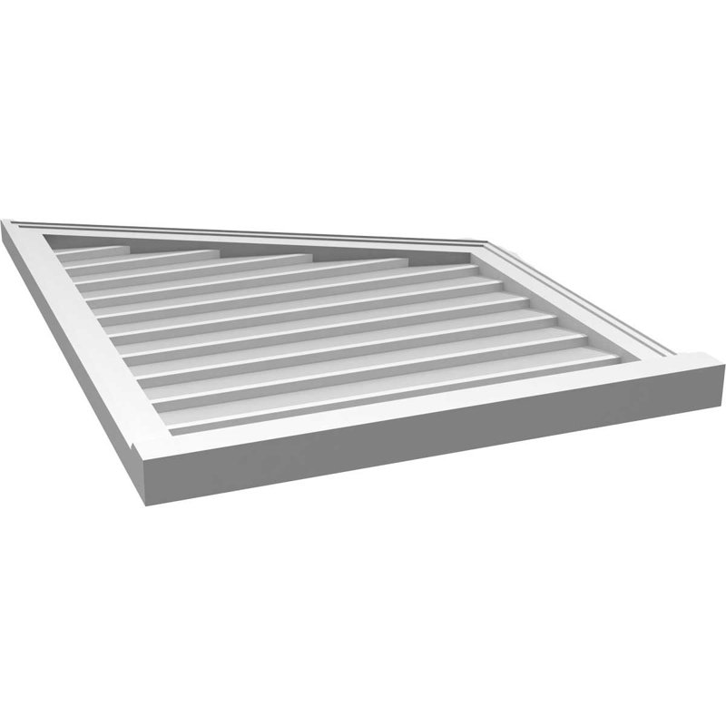 Half Peaked Right Surface Mount Signature Urethane Non-Functional Gable Vent 7/12 Pitch Primed Tan, 36" H x 26" W x 2" D