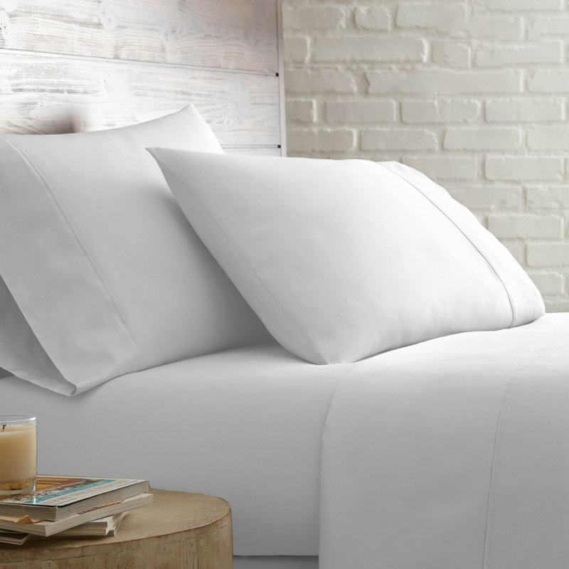 Ensemble de draps Southbest Fine Linens Sweetbrier, Ensemble de draps pour grand lit + drap-housse + 2, Blanc brillant