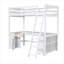 Lit mezzanine avec bureau en U, tiroirs et tablettes de rangement-106847899-106847900