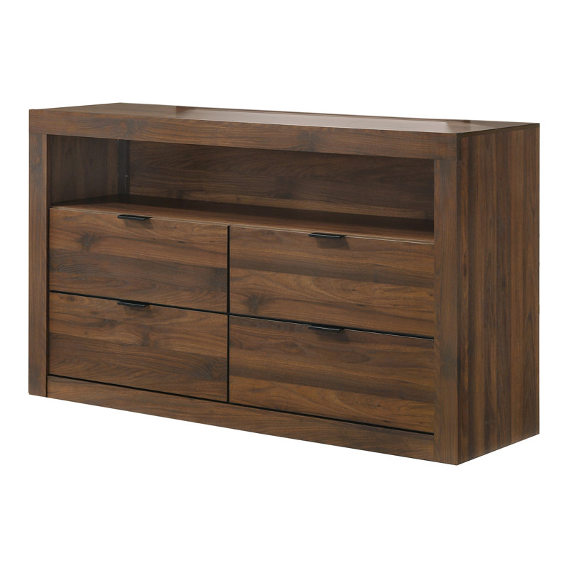 Hildebran 4-Drawer Dresser With Shelf, Brown
