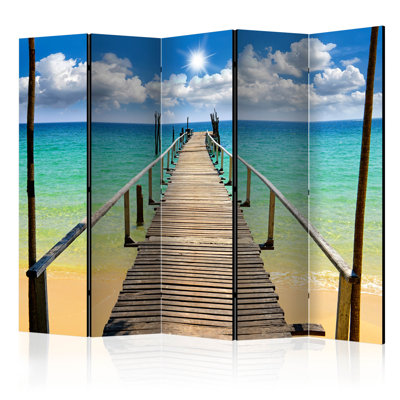 Giddens 225cm W x 172cm H 5 - Panel Solid Wood Folding Room Divider