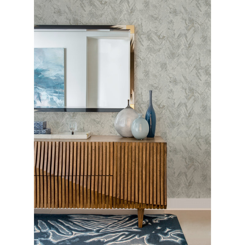 Amesemi Abstract Metallic Wallpaper Roll, Light Gray