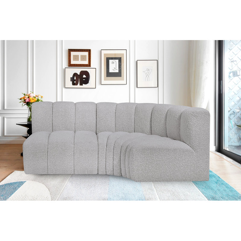 Canapé et méridienne Holdren, Tissu gris bouclé