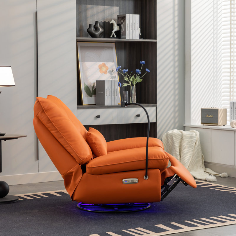 Fauteuil inclinable 270 pivotant, fauteuil berçant inclinable électrique, charge USB pour chaise de chambre de bébé avec lampe d'ambiance