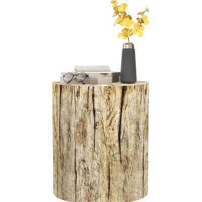 Table de bout décorative en béton, en forme d'arbre avec grain de bois, pour les espaces intérieurs et extérieurs, 198 lb maximum, côté intérieur et extérieur, 14,6 po x