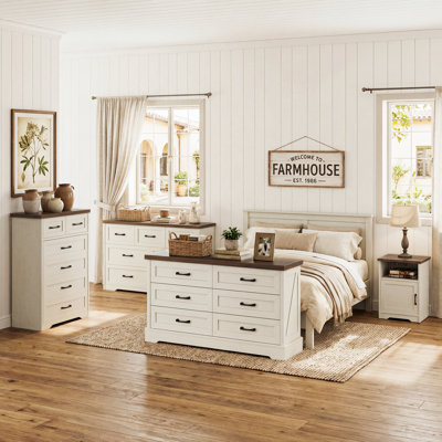 Oakridge 4 Piece Bedroom Set - 7 Drawer Dresser, 6 Drawer Chest, 6 Drawer Dresser And 2 Nightstands With Led Light And Power Outlets