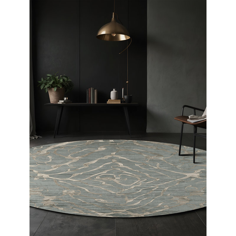 Machine Washable Brown Area Rug, Round 7'