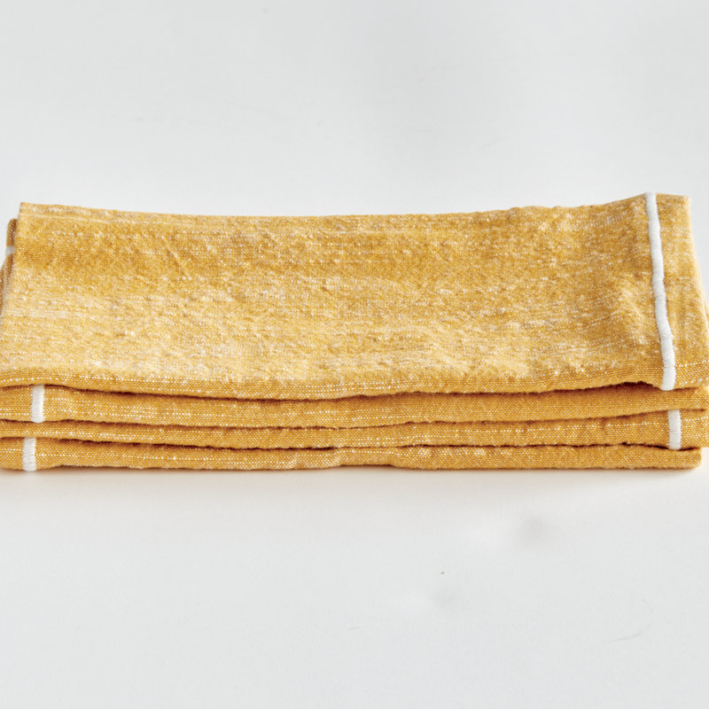 Saffron Dinner Napkins, Ochre/White