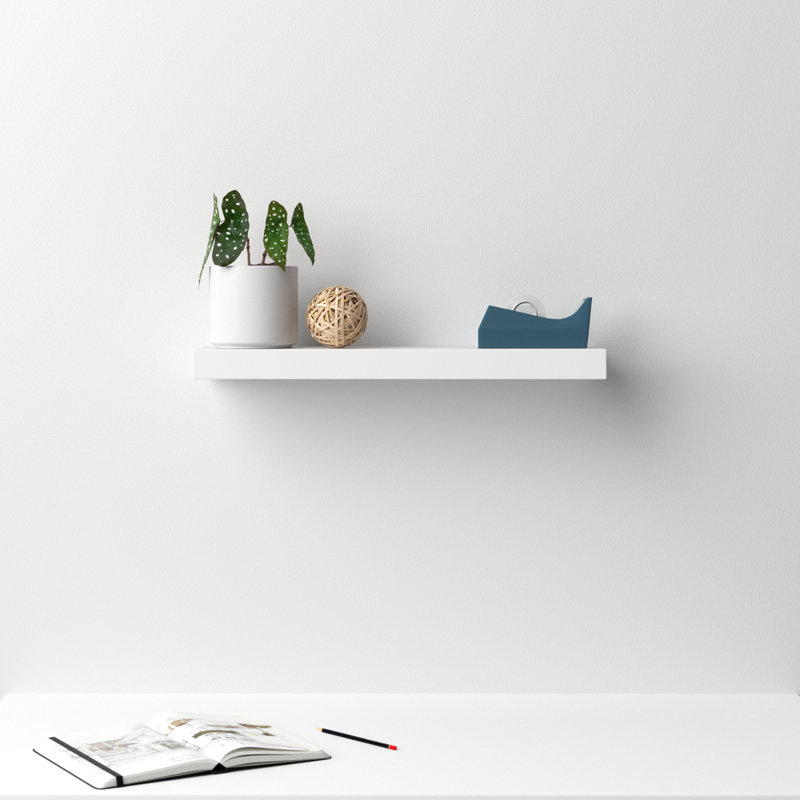 Tablette flottante en bois manufacturé Sherice, Blanc, H 1,97 po x l 23,63 po x P 10,24 po