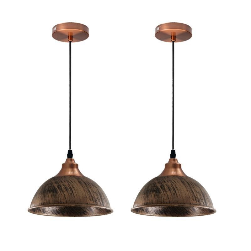 2 - Light Brushed Copper Dome Pendant