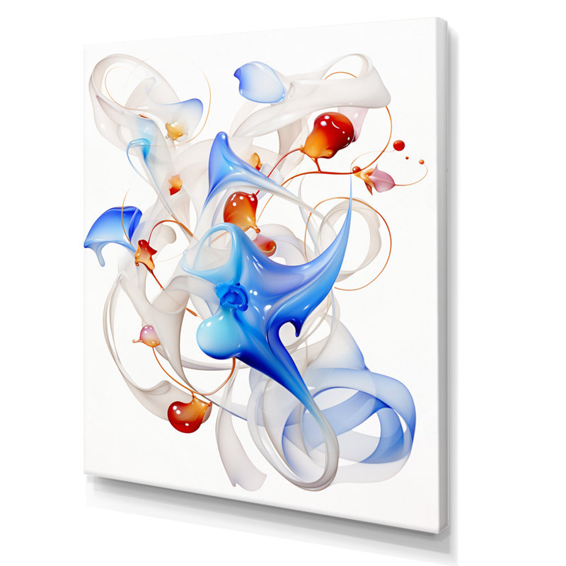 «Abstract Blue Organic Shapes On White», reproduction d'art sur toile géométrique moderne, H 32 po x l 16 po x P 1 po