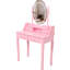 Meuble-lavabo rose avec miroir, 4 tiroirs, tabouret rembourré, DEL, espace de rangement spacieux, fabrication, repose-pieds antidérapants, tiroir de maquillage, surface confortable, décoration élégante pour la chambre à coucher, facile à installer-130041066