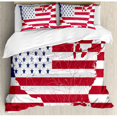 American Flag Eclectic Polyester Striped Duvet Cover