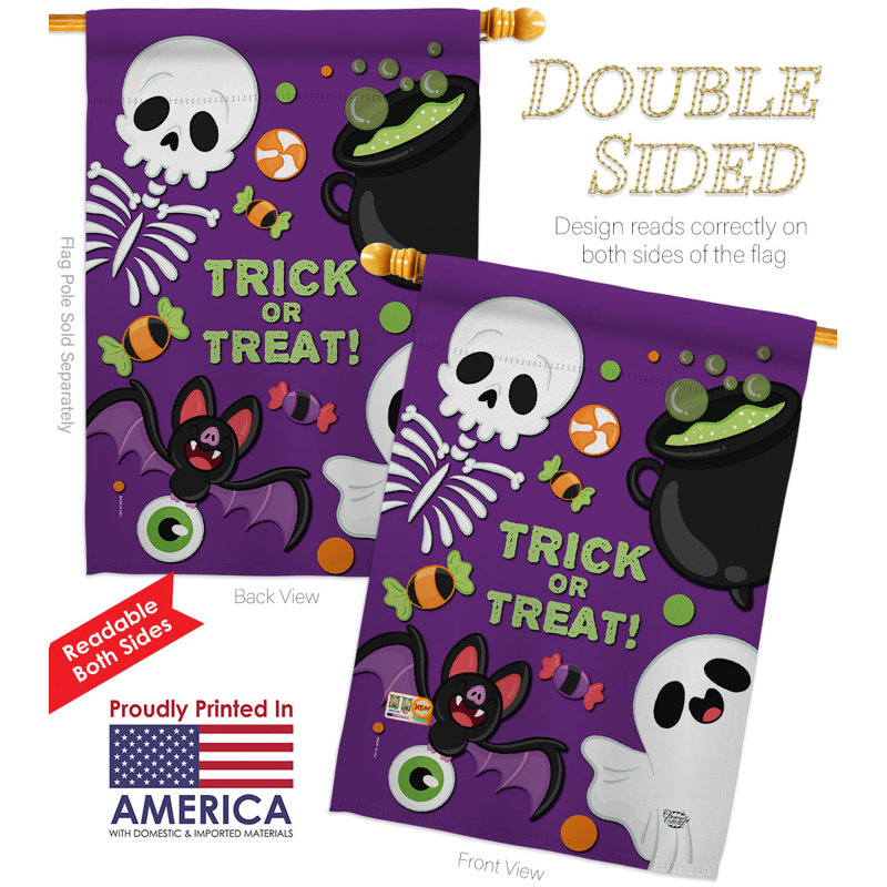 Double Sided 40'' H x 28'' W Polyester Halloween House Flag