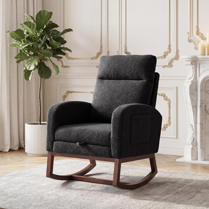 Chaise berçante ergonomique à haut dossier avec repose-pieds réglable, Noir