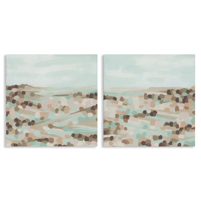 Mint Pastel Abstract Vista  2 PC Canvas Wall Art Set by June Erica Vess