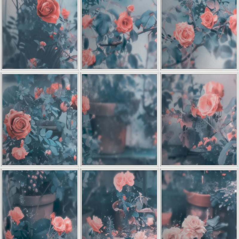 Papier peint rose trompe l'œil, Bleu