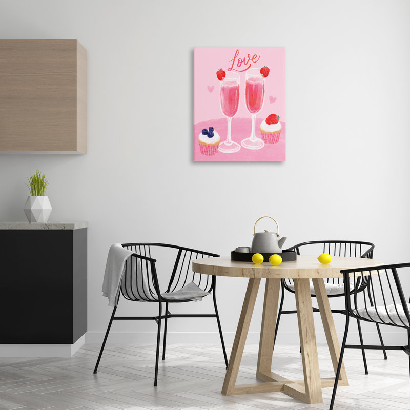 «Valentine's Twin Champagne», art mural sur toile par Be Ni La, H 30 po x l 24 po