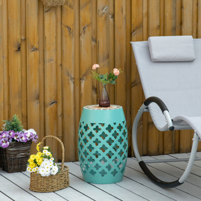 12" Round Patio Side Stand, Blue Mosaic Garden Table, Outdoor Plant Footrest - & Stylish Footrest, Stand Appealing