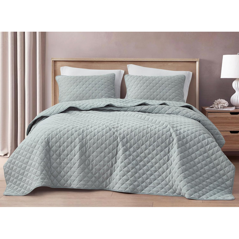 Breeze Cotton Gauze Quilt Set, Oversized King Quilt + 2 King Shams, Blue